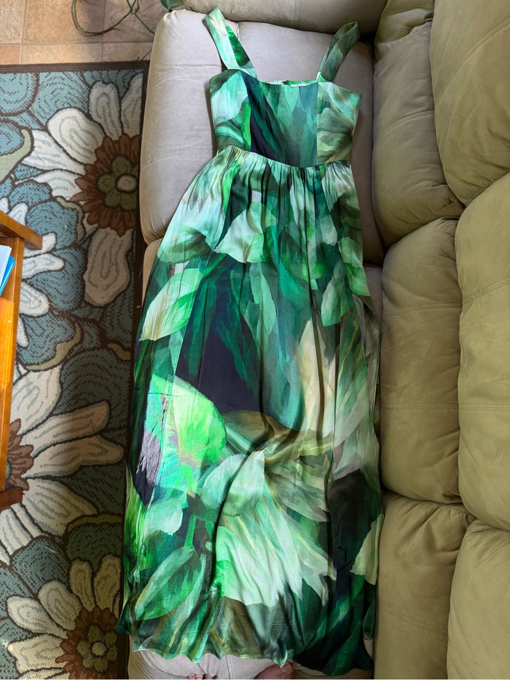 Amanda Uprichard Green Printed Maxi Dress NWT